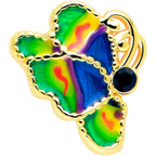 16G 1/4 Blue Gem Gold Tone Butterfly Colors Cartilage Tragus Earring