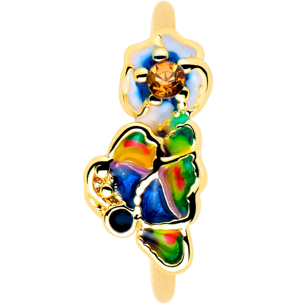BodyCandy 20G 5/16 Yellow Gem Gold Tone Butterfly Colors Nose Hoop — lifestyle context