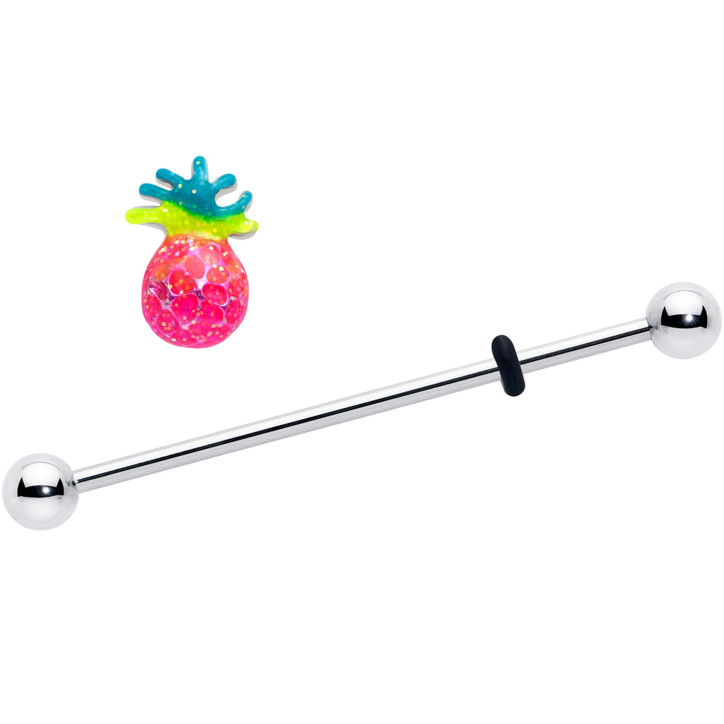 BodyCandy 14G Hot Tropical Pineapple Industrial Barbell 38mm — detail close-up