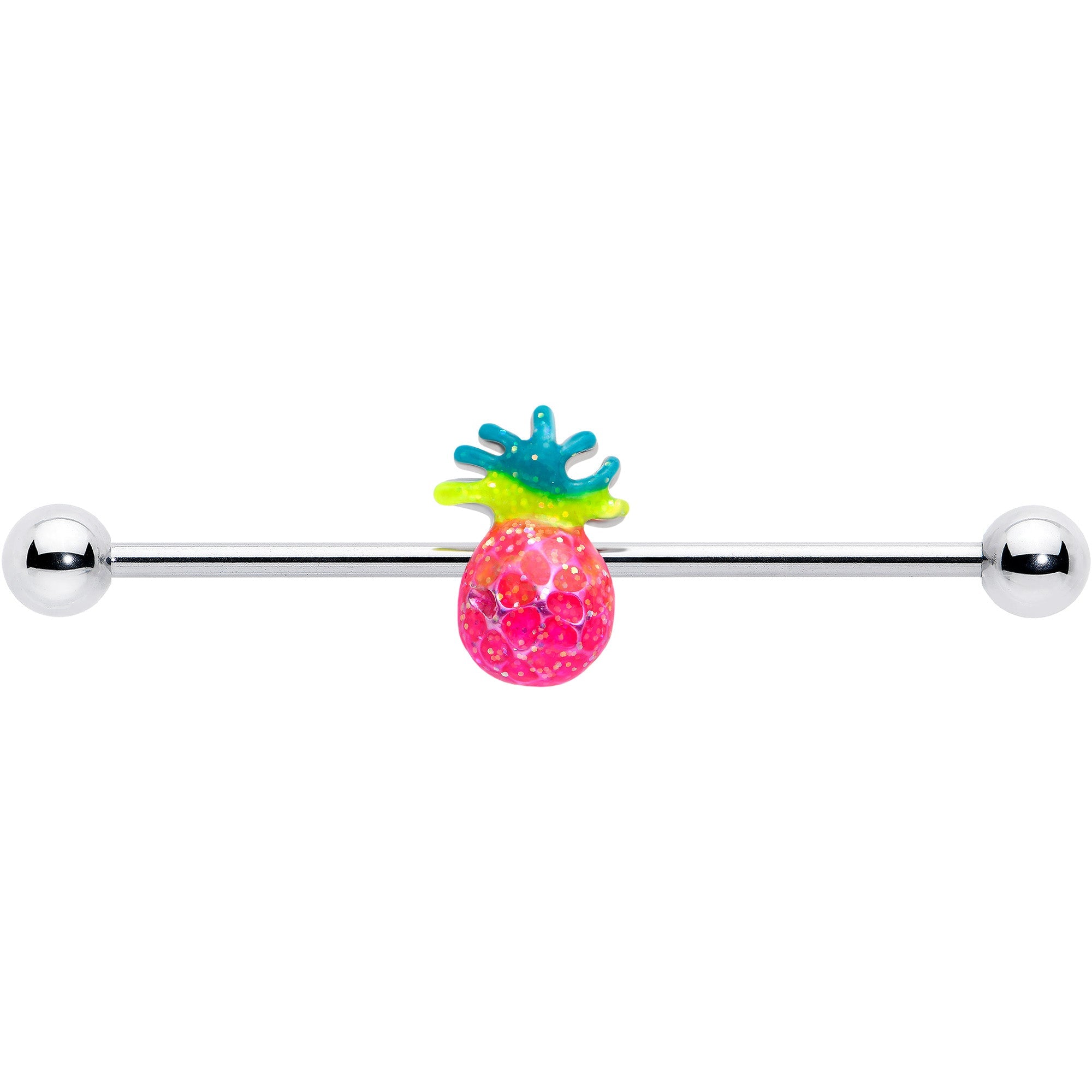 BodyCandy 14G Hot Tropical Pineapple Industrial Barbell 38mm — lifestyle context