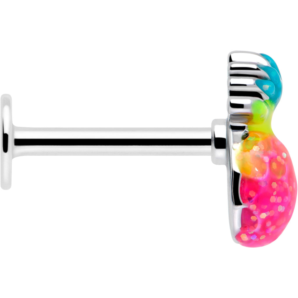 BodyCandy 16G 5/16 Hot Tropical Pineapple Labret Monroe Tragus — side view