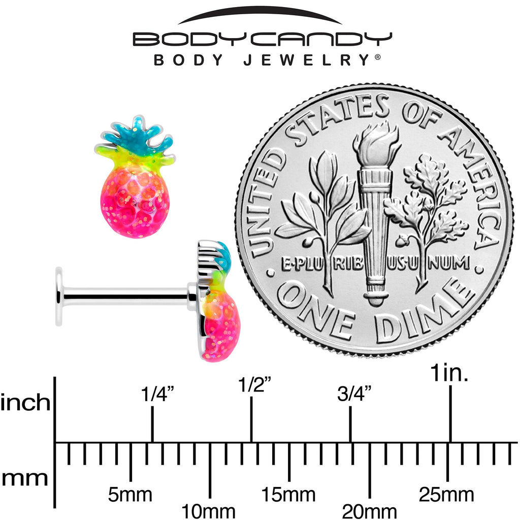 BodyCandy 16G 5/16 Hot Tropical Pineapple Labret Monroe Tragus — back view