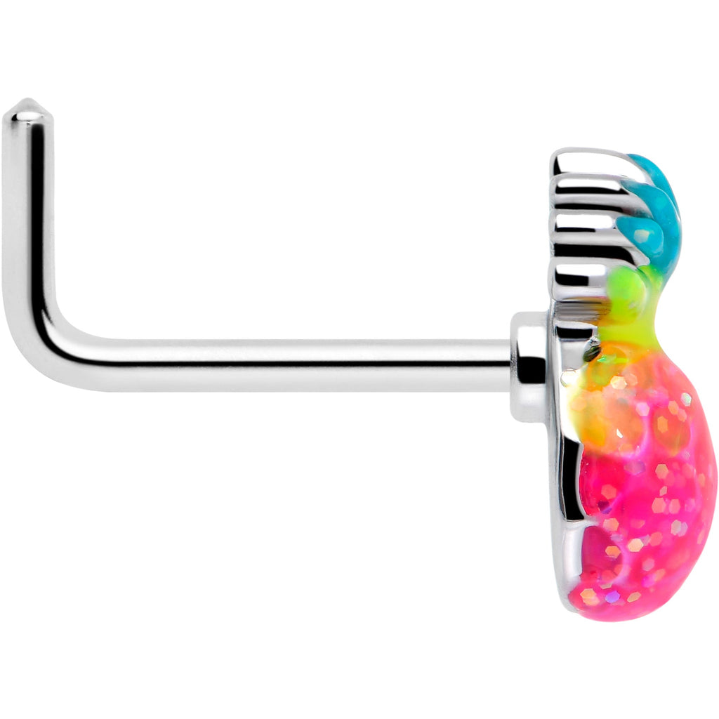 BodyCandy 20G 7mm Hot Tropical Pineapple L Shape Nose Ring — side view
