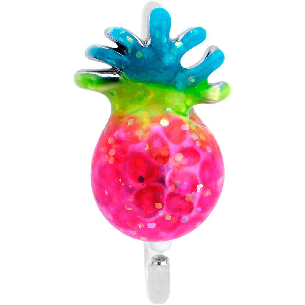 BodyCandy 20G 5/16 Hot Tropical Pineapple Nose Hoop — detail close-up