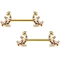 BodyCandy 14G 9/16 Clear CZ Gem Gold Tone Mom Baby Giraffes Nipple Ring Set — main product shot