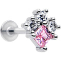 BodyCandy 16G 5/16 Pink Clear CZ Gem Rhombus Riot Labret Monroe Tragus — main product shot