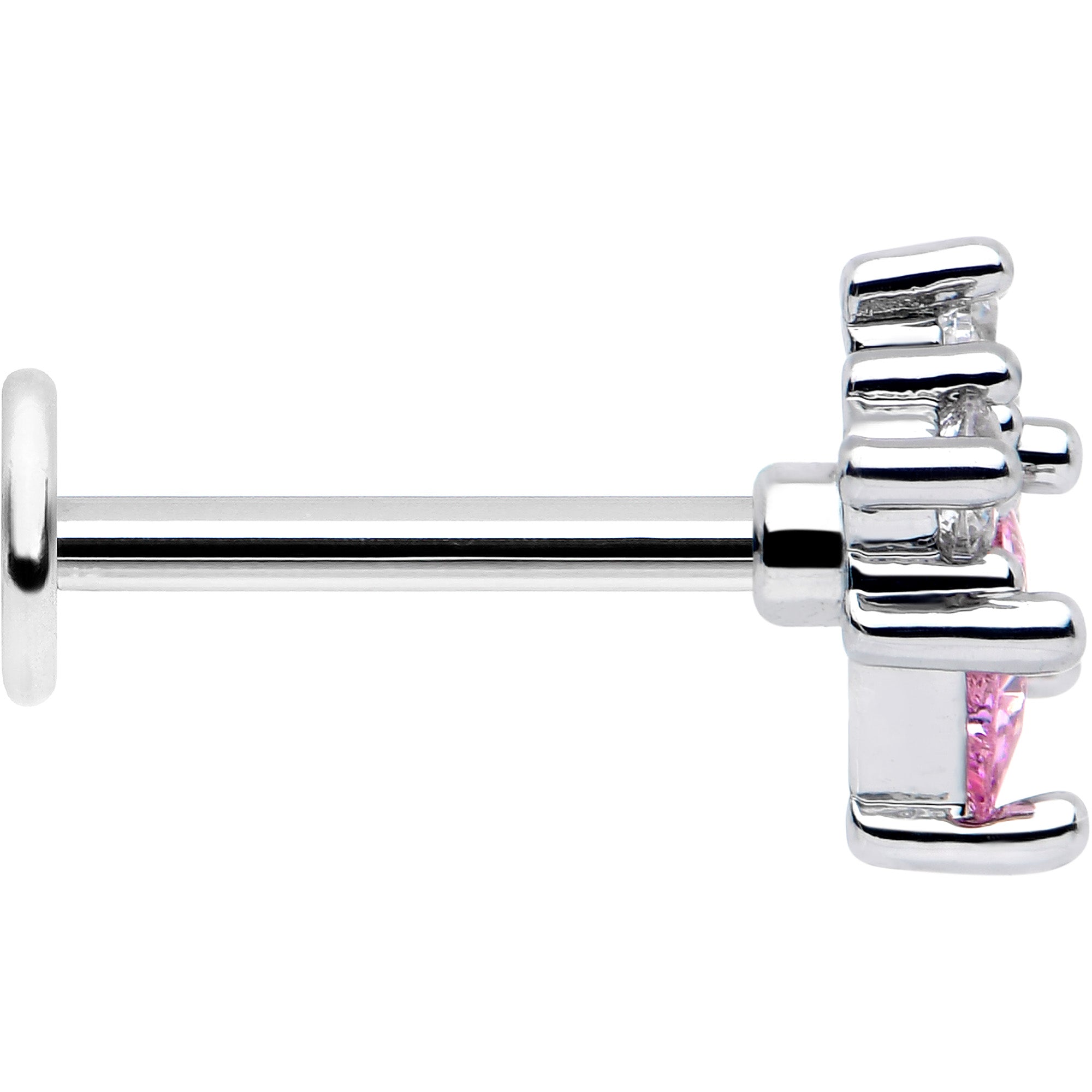 BodyCandy 16G 5/16 Pink Clear CZ Gem Rhombus Riot Labret Monroe Tragus — side view