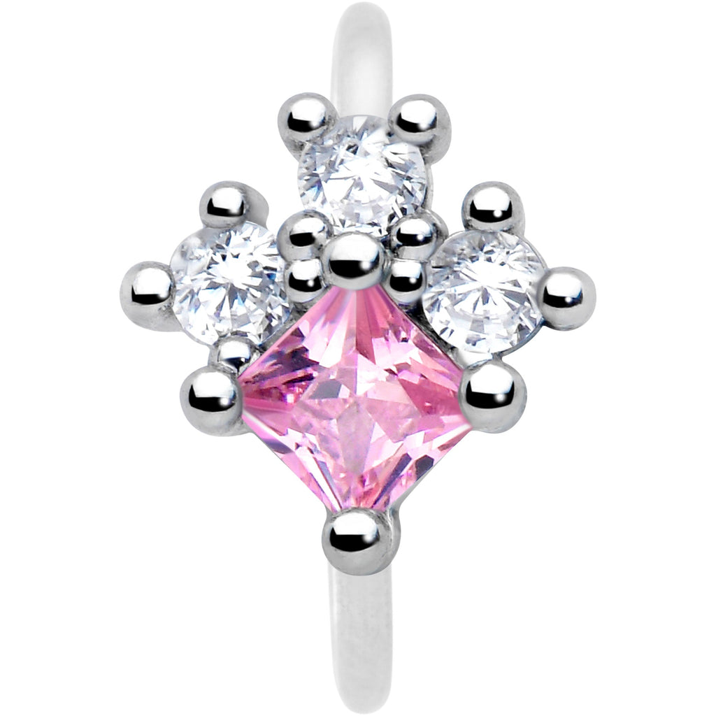 BodyCandy 20G 5/16 Clear Pink CZ Gem Rhombus Riot Nose Hoop — lifestyle context