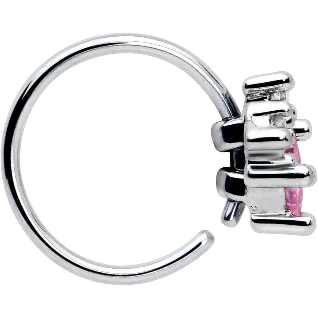 BodyCandy 20G 5/16 Clear Pink CZ Gem Rhombus Riot Nose Hoop — side view