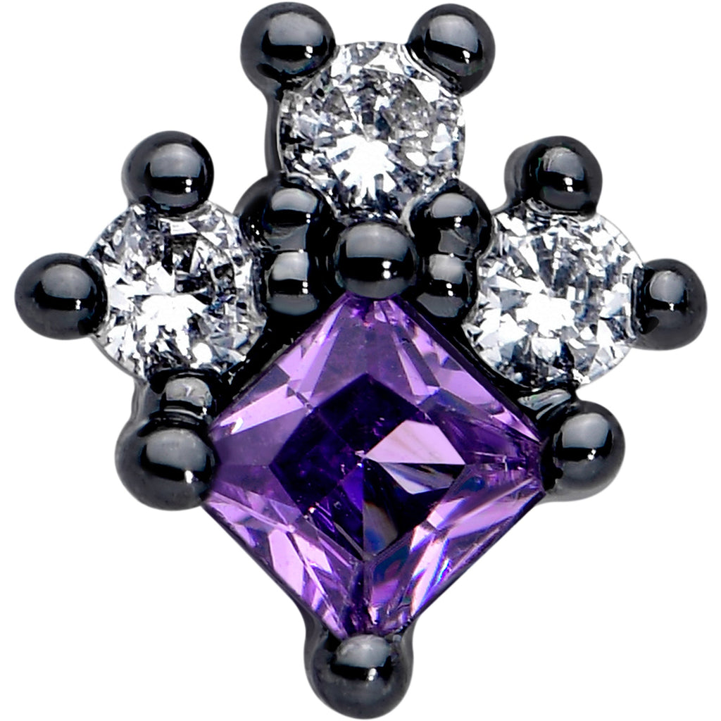 BodyCandy 20G 7mm Purple CZ Gem Black Rhombus Riot L Shape Nose Ring — lifestyle context