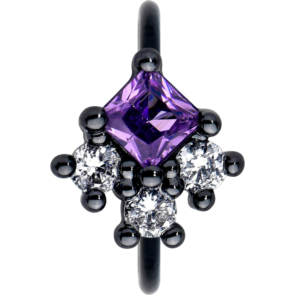 BodyCandy 20G 5/16 Purple CZ Gem Black Rhombus Riot Nose Hoop — lifestyle context