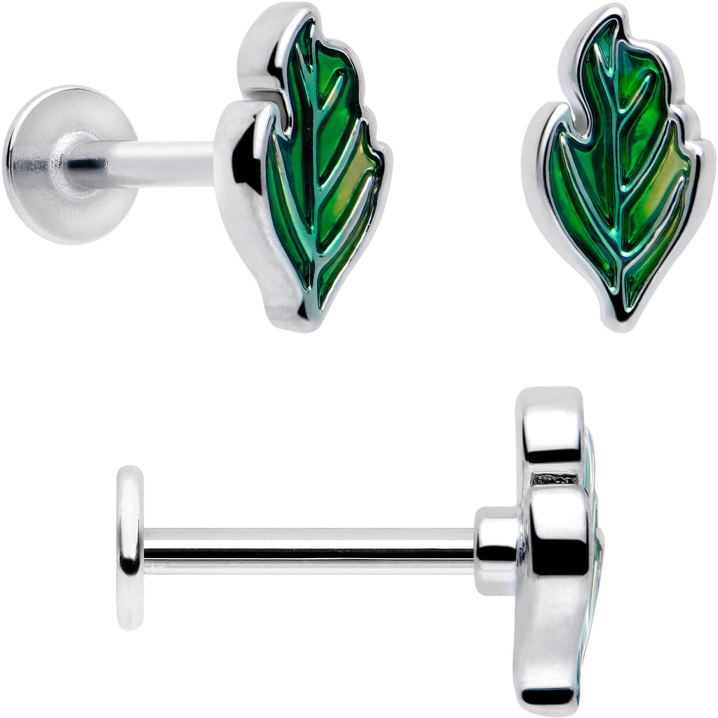 BodyCandy 16G 5/16 Ladybug Hippie Flower Labret Monroe Tragus Set of 3 — back view