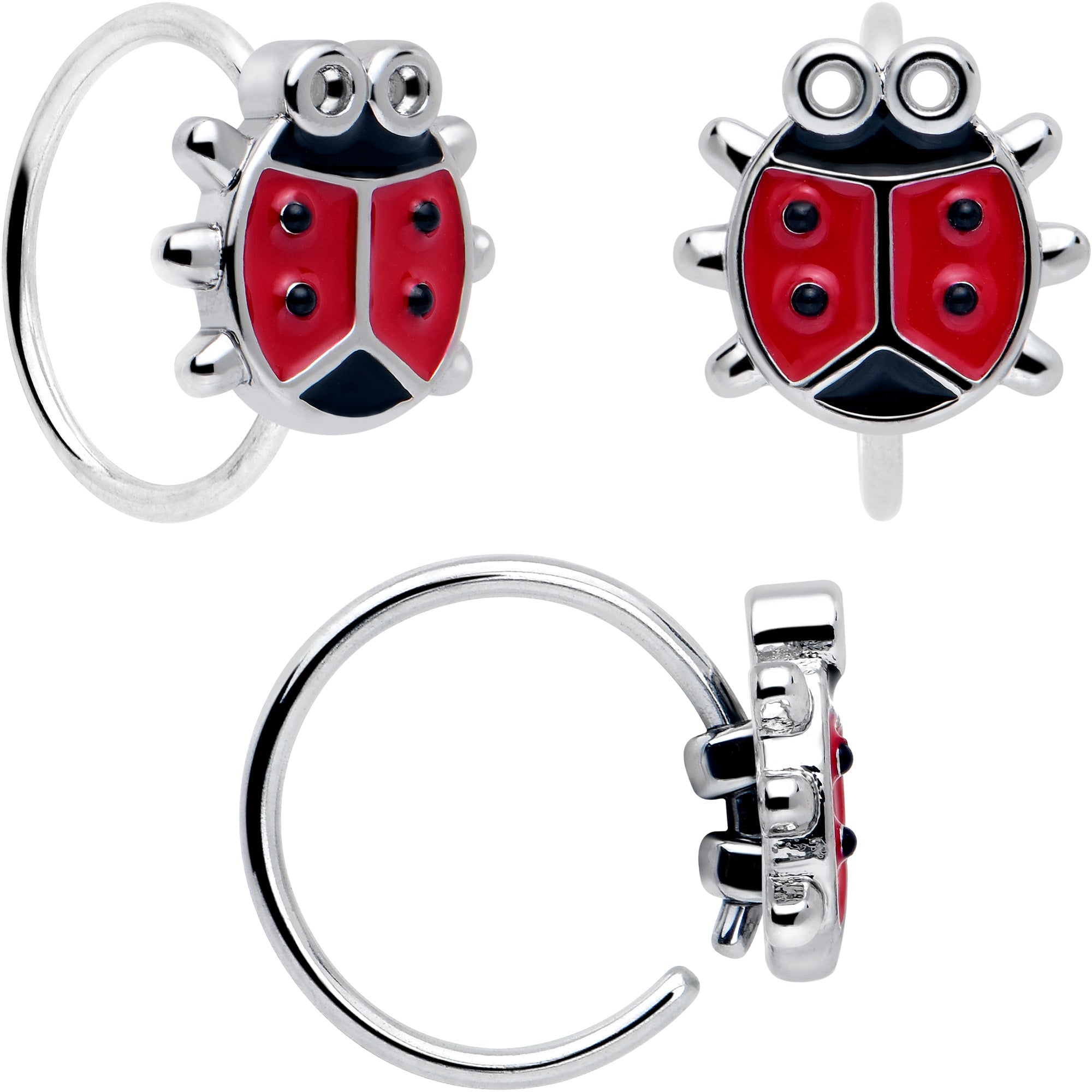 BodyCandy 20G Ladybug Hippie Flower Nose Ring Set of 3 — lifestyle context