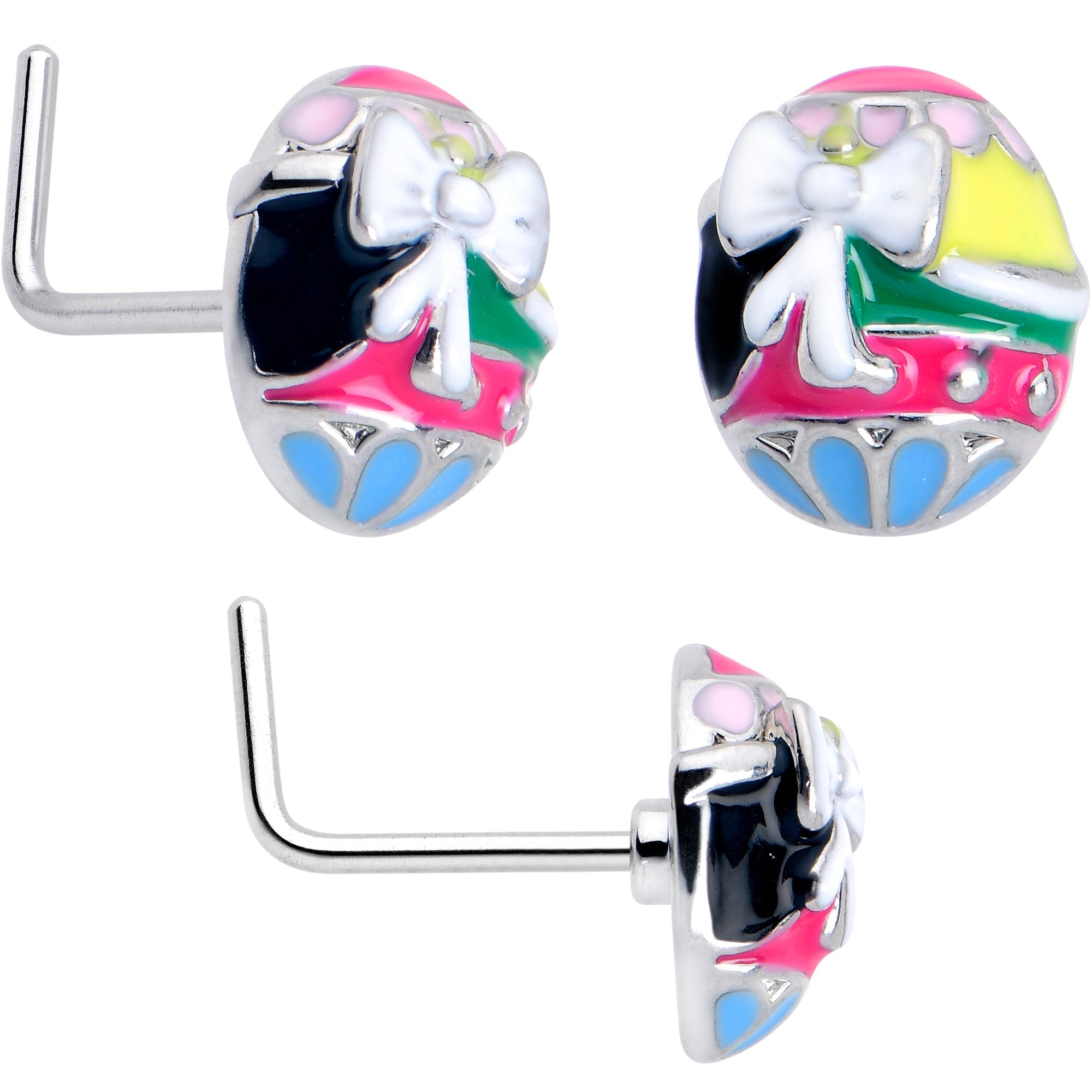 BodyCandy 20G 7mm Easter Egg Bunny L Shape Nose Ring Set of 3 — lifestyle context