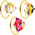 BodyCandy 20G 5/16 Gold Tone Tropical Fish Nose Hoop Set of 3 — main product shot