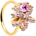 BodyCandy 20G 5/16 Pink CZ Gem Gold Tone Abstract Ribbon Nose Hoop — main product shot
