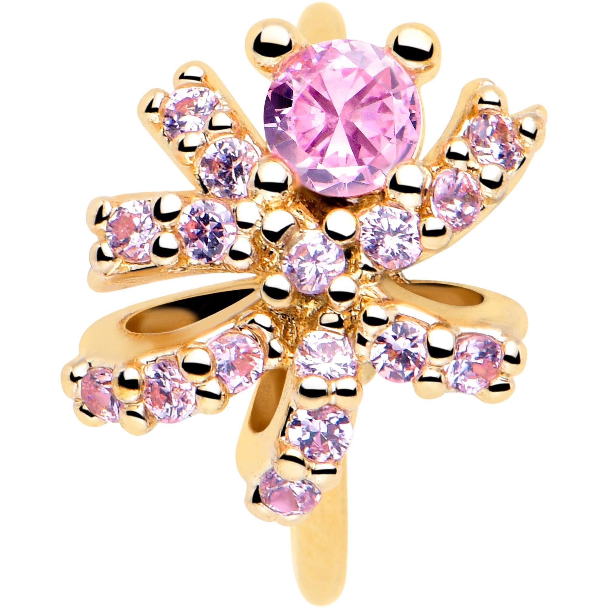 BodyCandy 20G 5/16 Pink CZ Gem Gold Tone Abstract Ribbon Nose Hoop — lifestyle context
