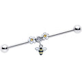 BodyCandy 14G Yellow CZ Gem Flower Bee Dangle Industrial Barbell 38mm — main product shot