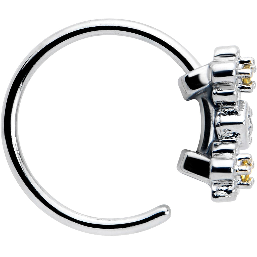 BodyCandy 20G 5/16 Yellow CZ Gem Flower Honeycomb Nose Hoop — lifestyle context