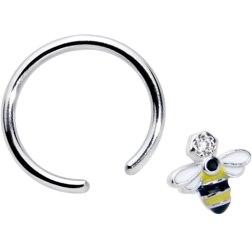 BodyCandy 16G 3/8 Clear CZ Gem Bee Sweet BCR Captive Ring — detail close-up