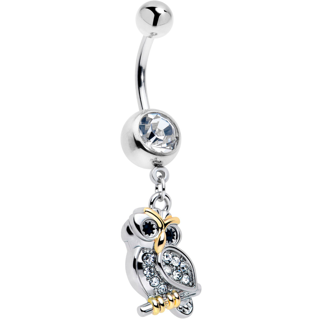 BodyCandy Clear Gem Evening Owl Dangle Belly Ring — main product shot