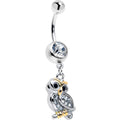 BodyCandy Clear Gem Evening Owl Dangle Belly Ring — main product shot