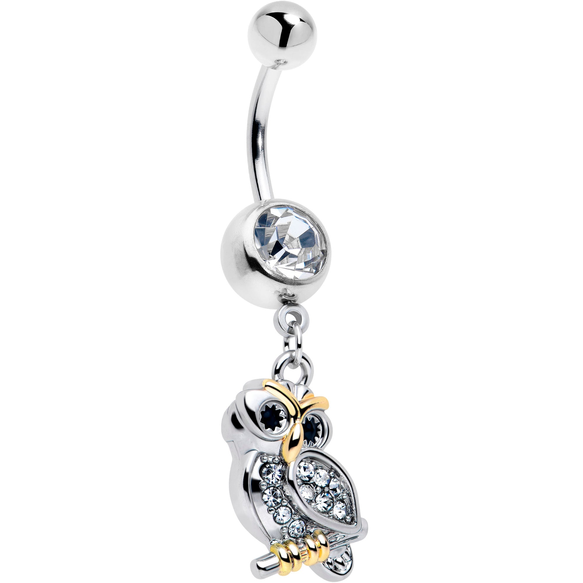 BodyCandy Clear Gem Evening Owl Dangle Belly Ring — main product shot