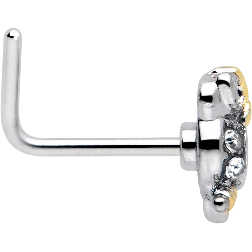 BodyCandy 20G 7mm Clear Gem Evening Owl L Shape Nose Ring — side view