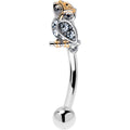BodyCandy 16G 5/16 Clear Gem Evening Owl Curved Eyebrow Ring — main product shot