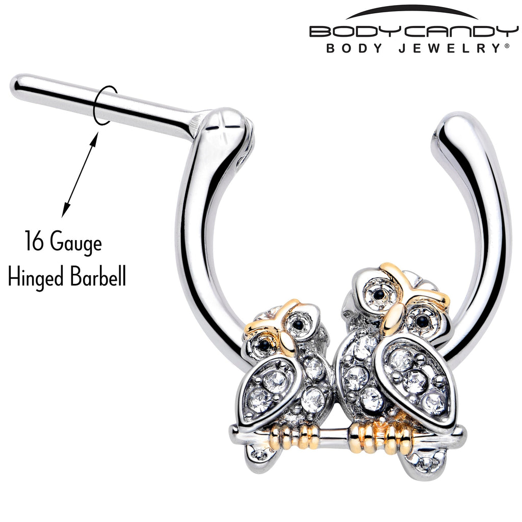 BodyCandy 16G 5/16 Clear Gem Evening Owls Cartilage Clicker — lifestyle context