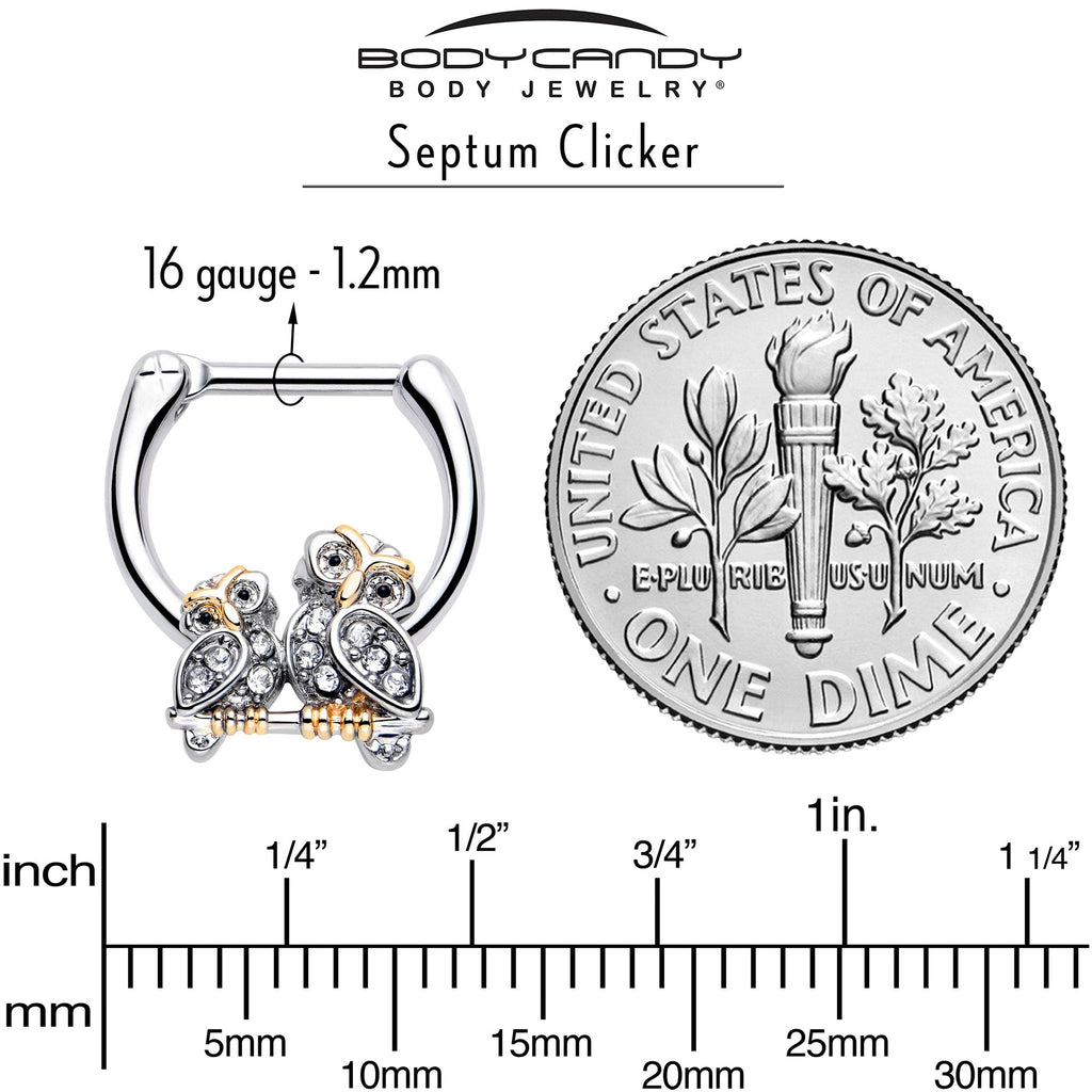 BodyCandy 16G 5/16 Clear Gem Evening Owls Cartilage Clicker — side view