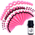 BodyCandy 14G to 1/2 Pink Acrylic 54 Piece Ear Stretching Kit with Jojoba Oil — main product shot