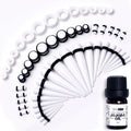 BodyCandy 14G to 1/2 White Acrylic 54 Piece Ear Stretching Kit with Jojoba Oil — main product shot