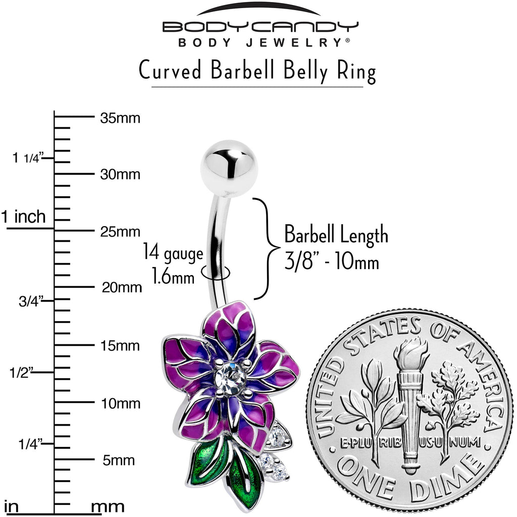BodyCandy Clear CZ Gem Flower Purple Belly Ring — lifestyle context
