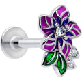 BodyCandy 16G 5/16 Clear CZ Gem Flower Purple Flatback Stud — main product shot