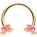BodyCandy 16G 3/8 Gold Tone Butterfly Pink Splash Horseshoe Circular Barbell — main product shot