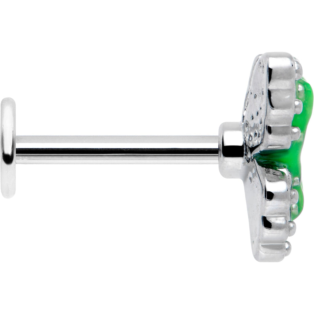 BodyCandy 16G 5/16 Butterfly Green Splash Labret Monroe Tragus — side view