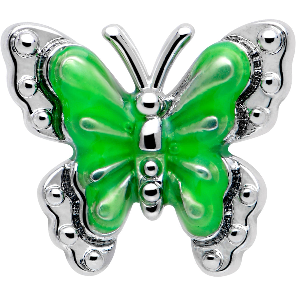 BodyCandy 20G 7mm Butterfly Green Splash L Shape Nose Ring — lifestyle context