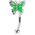 BodyCandy 16G 5/16 Butterfly Green Splash Curved Eyebrow Ring — main product shot