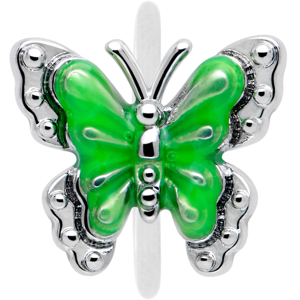 BodyCandy 20G 5/16 Butterfly Green Splash Nose Hoop — lifestyle context