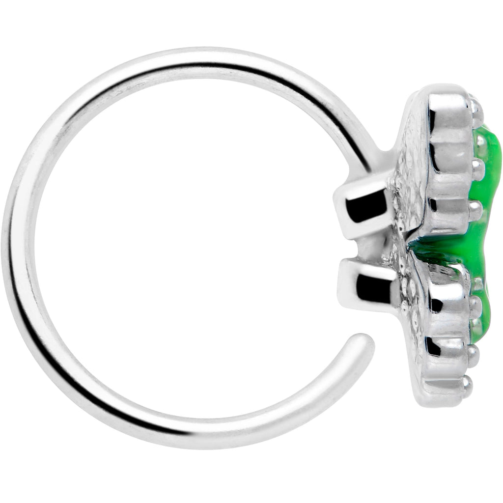 BodyCandy 20G 5/16 Butterfly Green Splash Nose Hoop — side view