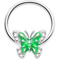 BodyCandy 16G 3/8 Butterfly Green Splash BCR Captive Charm Ring — main product shot