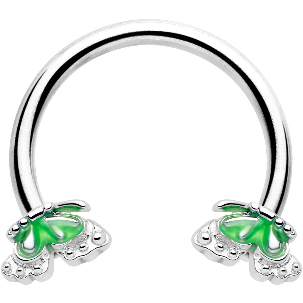 BodyCandy 16G 3/8 Butterfly Green Splash Horseshoe Circular Barbell — main product shot