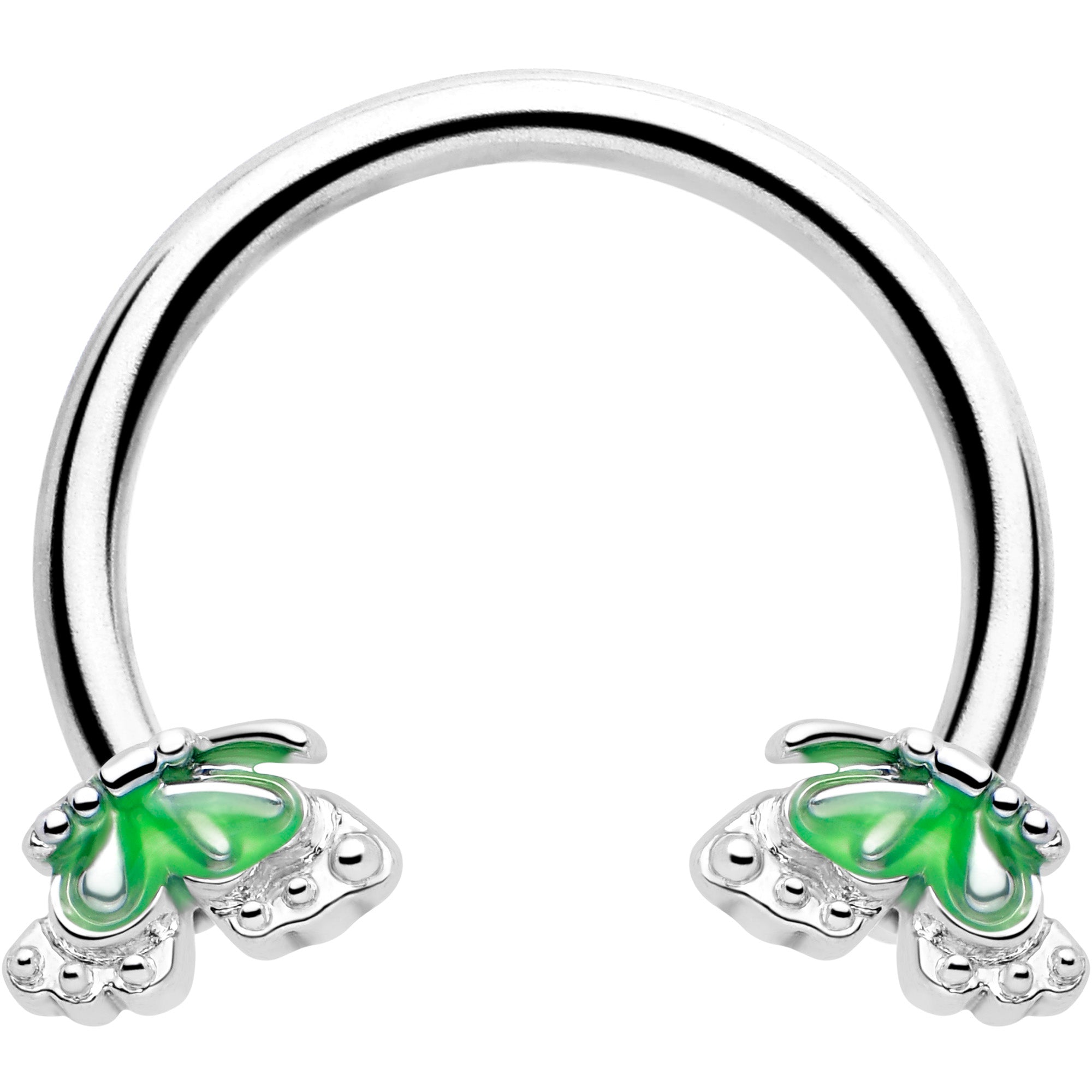 BodyCandy 16G 3/8 Butterfly Green Splash Horseshoe Circular Barbell — main product shot