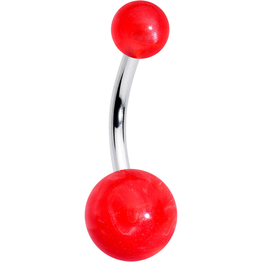 BodyCandy Opaque Bright Red Ends Belly Ring — main product shot