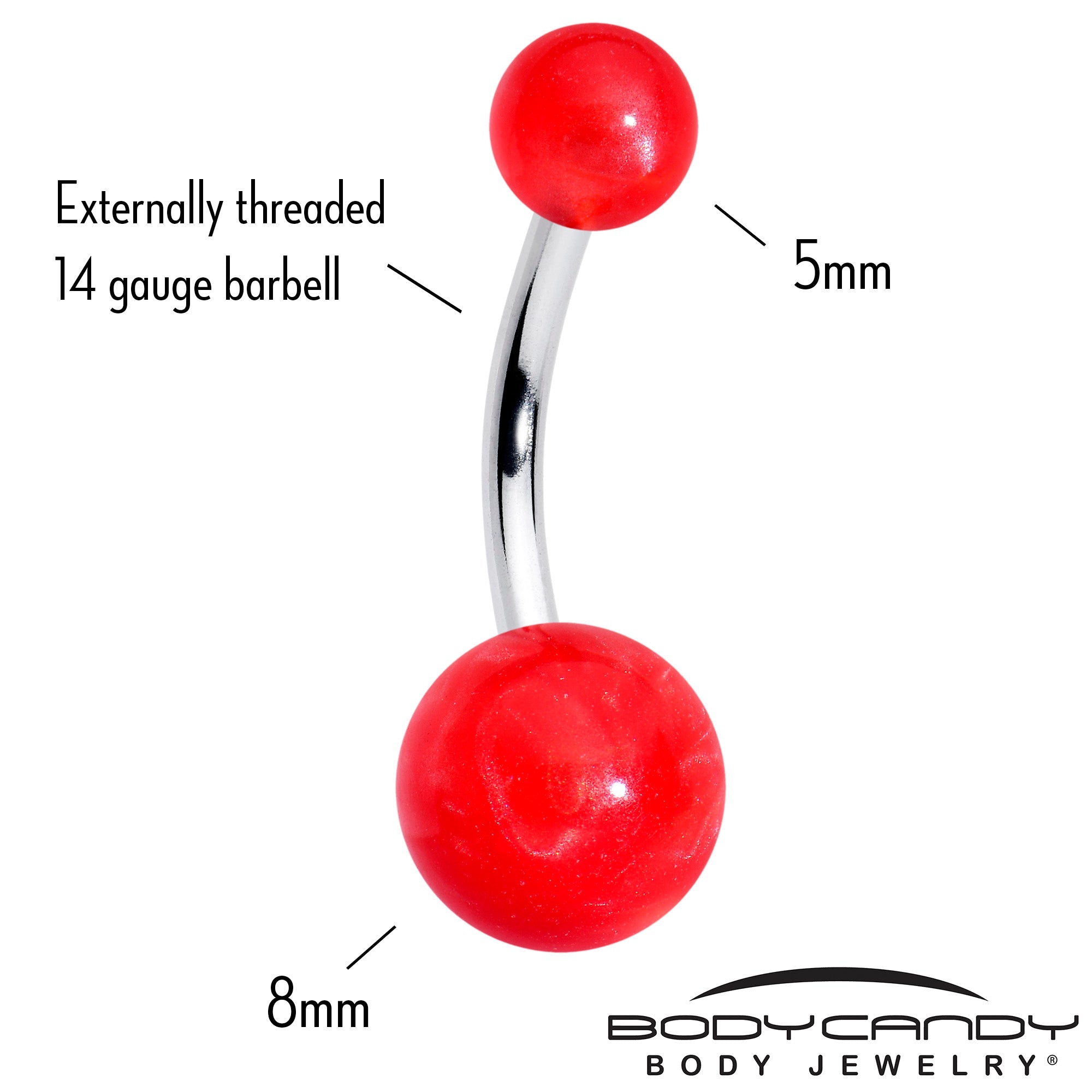 BodyCandy Opaque Bright Red Ends Belly Ring — lifestyle context
