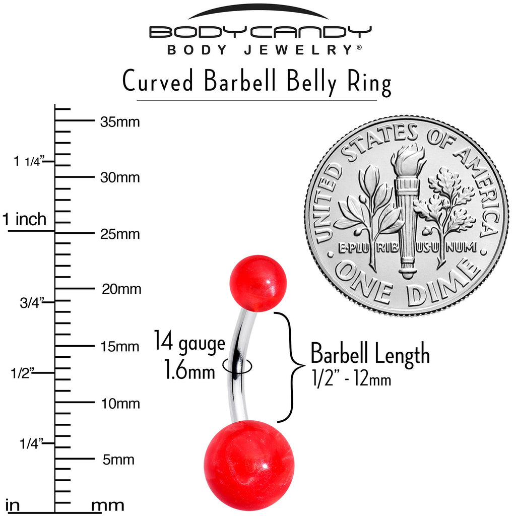 BodyCandy Opaque Bright Red Ends Belly Ring — side view
