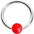 BodyCandy 16G 3/8 Simple Opaque Bright Red Ball BCR Captive Bead Ring — main product shot