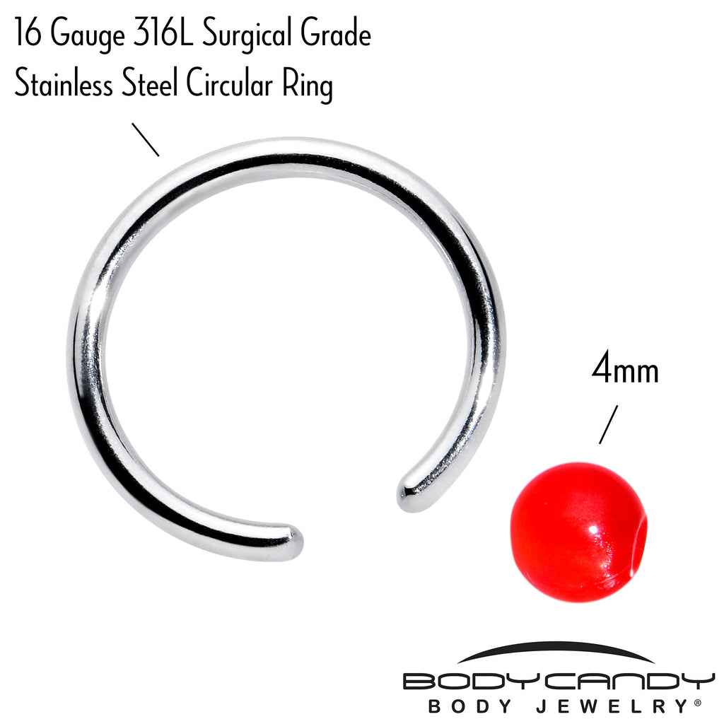BodyCandy 16G 3/8 Simple Opaque Bright Red Ball BCR Captive Bead Ring — lifestyle context