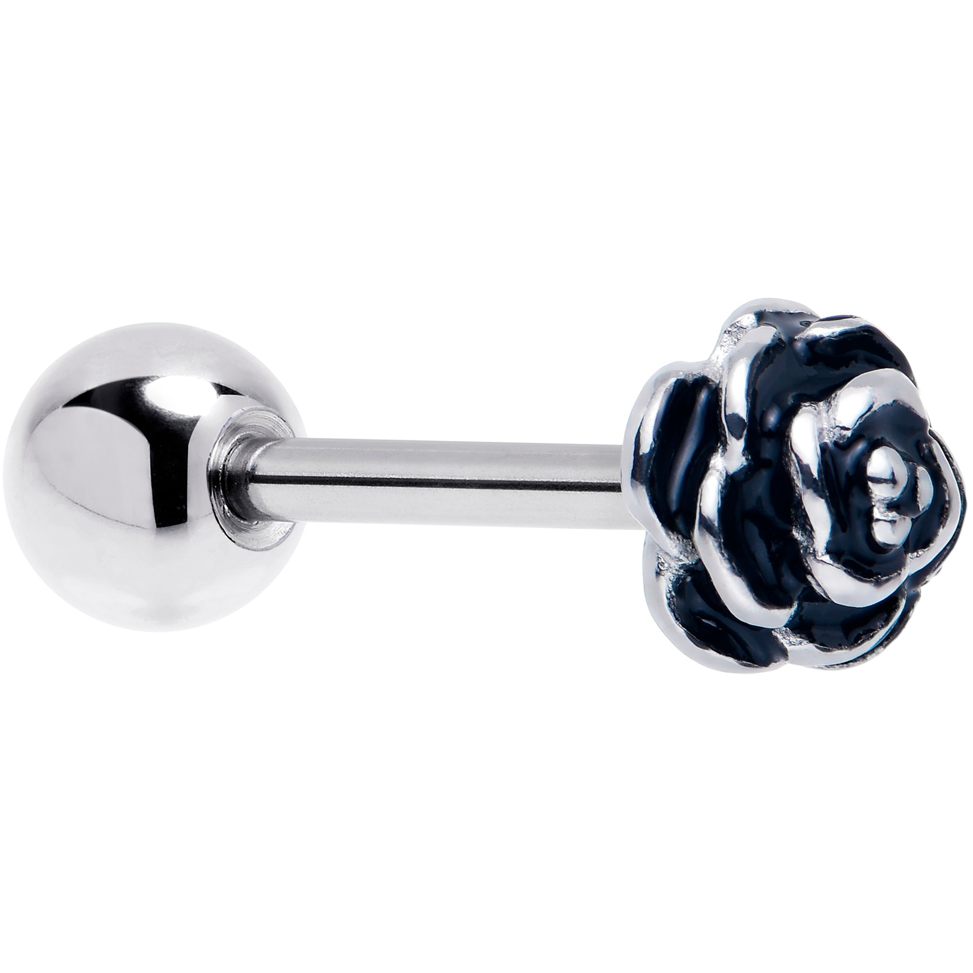 BodyCandy Retro Flower Rose Barbell Tongue Ring — main product shot